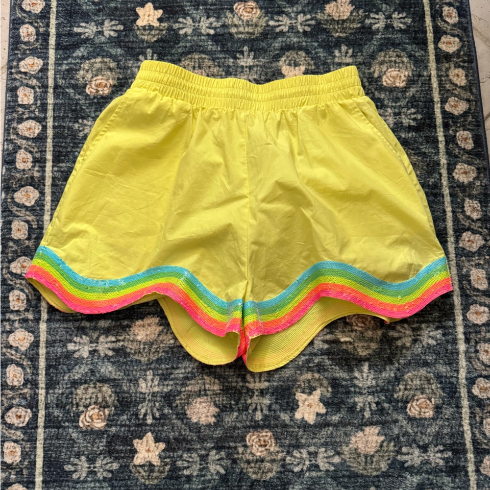 Queen of Sparkles Wavy Rainbow Shorts Size Medium